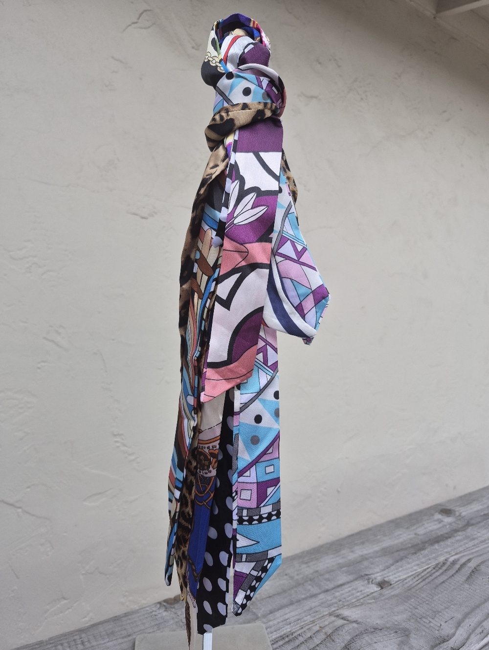 Bundle Of 9 Satin Multi-Pattern Skinny Scarfs Bag Ties - Assorted Styles - Picture 6 of 7